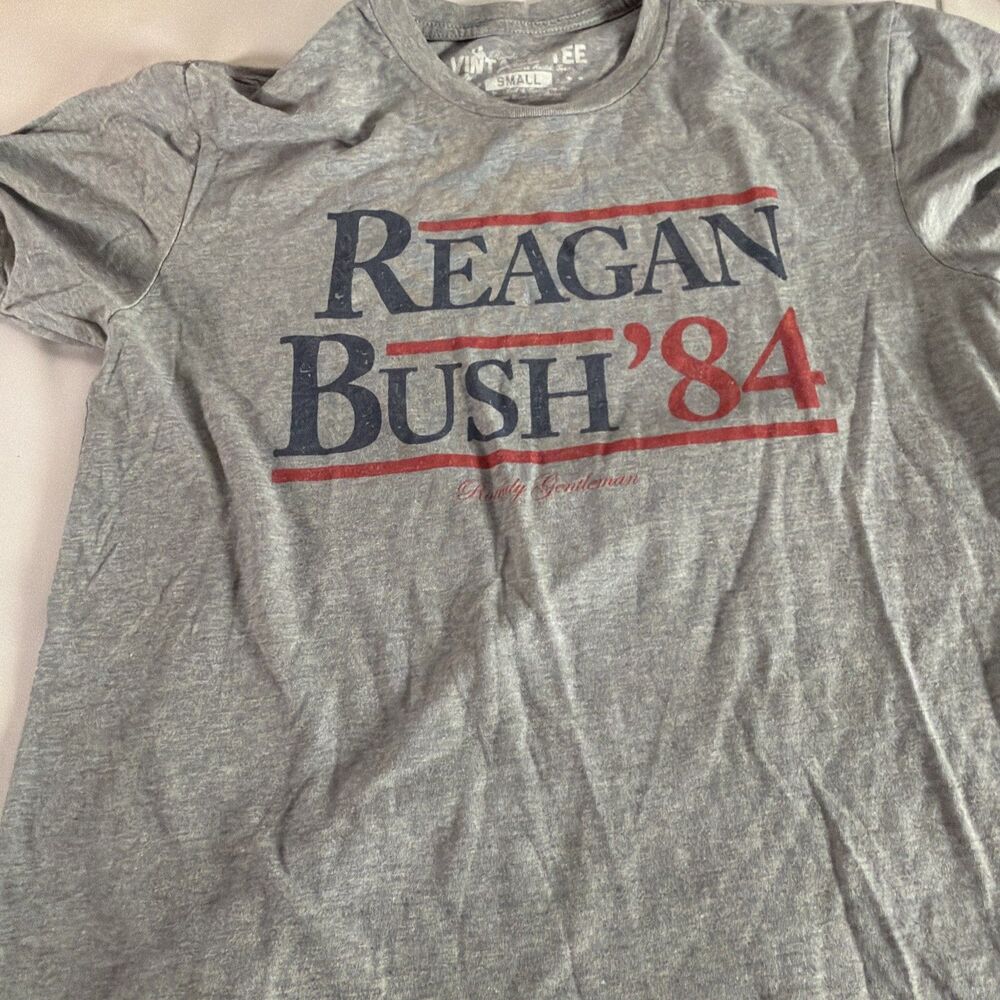 REAGAN BUSH 84 Heather Gray T-Shirt SZ Small